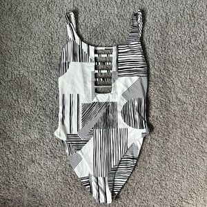 Volcom Black and White Geometric One Piece Swimsuit